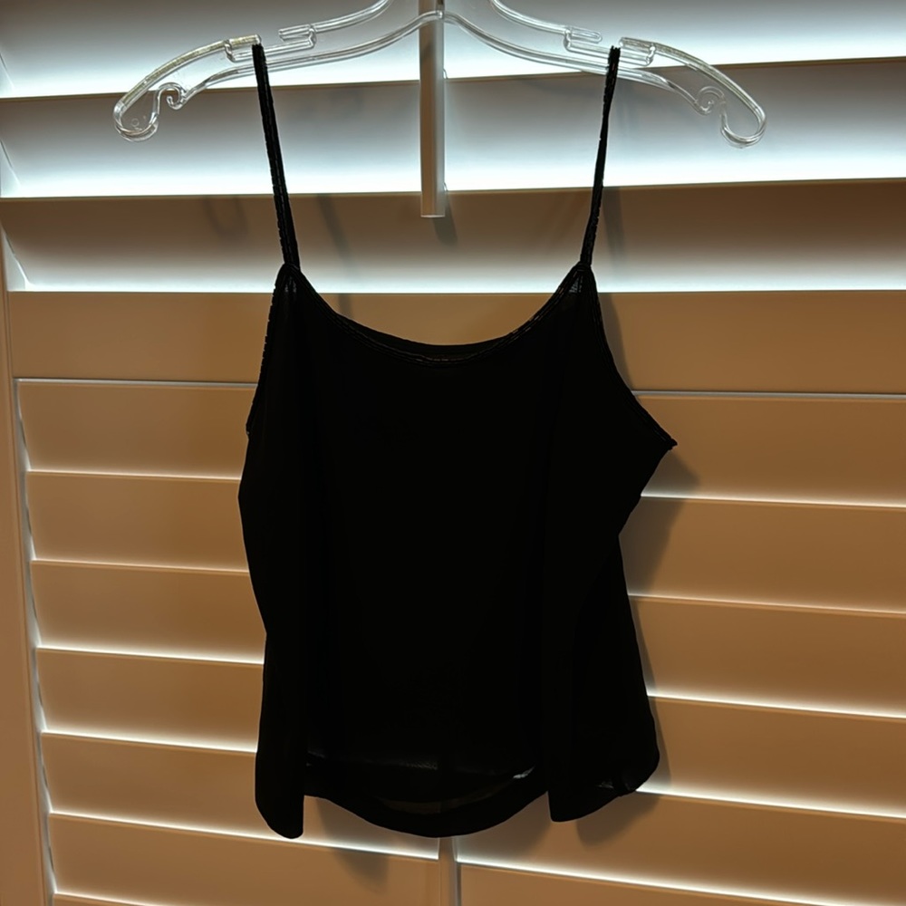 Lined Black silk cami-crop top-M
